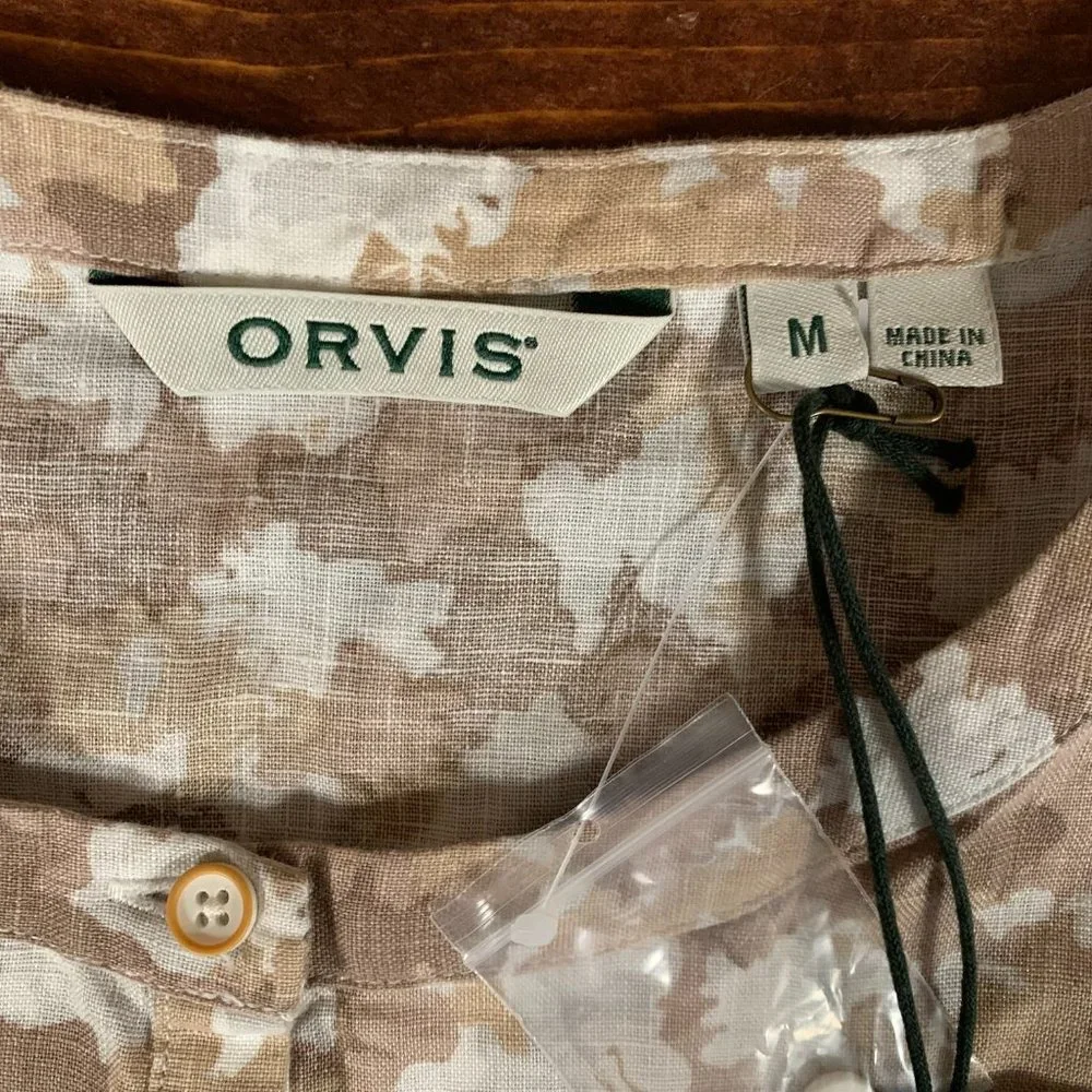 NWT Women’s Orvis Odor Control Outsmart Fresh Linen Medium Brown Camo Blouse - Picture 3 of 13